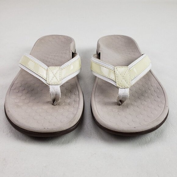 Vionic Tide II Toe Post Sandal Womens 7 Yellow Orthotic Flip Flop Thongs Slides - Picture 3 of 11